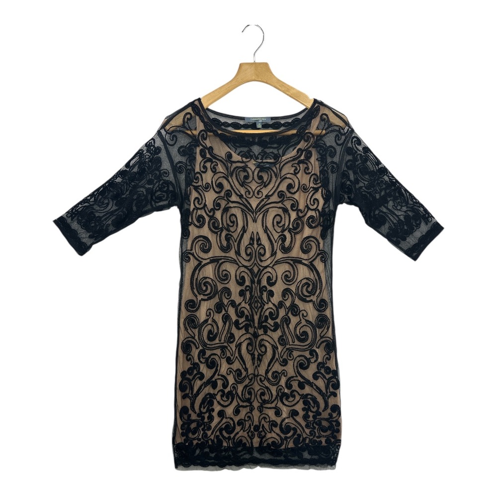 Catherine Malandrino For Design Nation Black Lace Overlay Sheer Dress XS